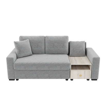 Sofa Modular Chenille Gray 2 Seat Center Console Storage Armrests 79 In