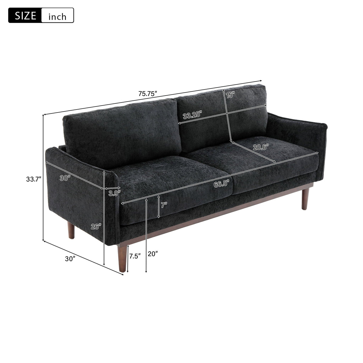 Loveseat Sofa With Spacious Seating