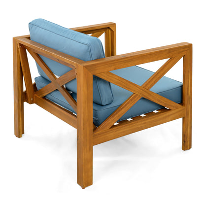Outdoor Conversation Set Acacia Wood 3 Piece Club Chairs