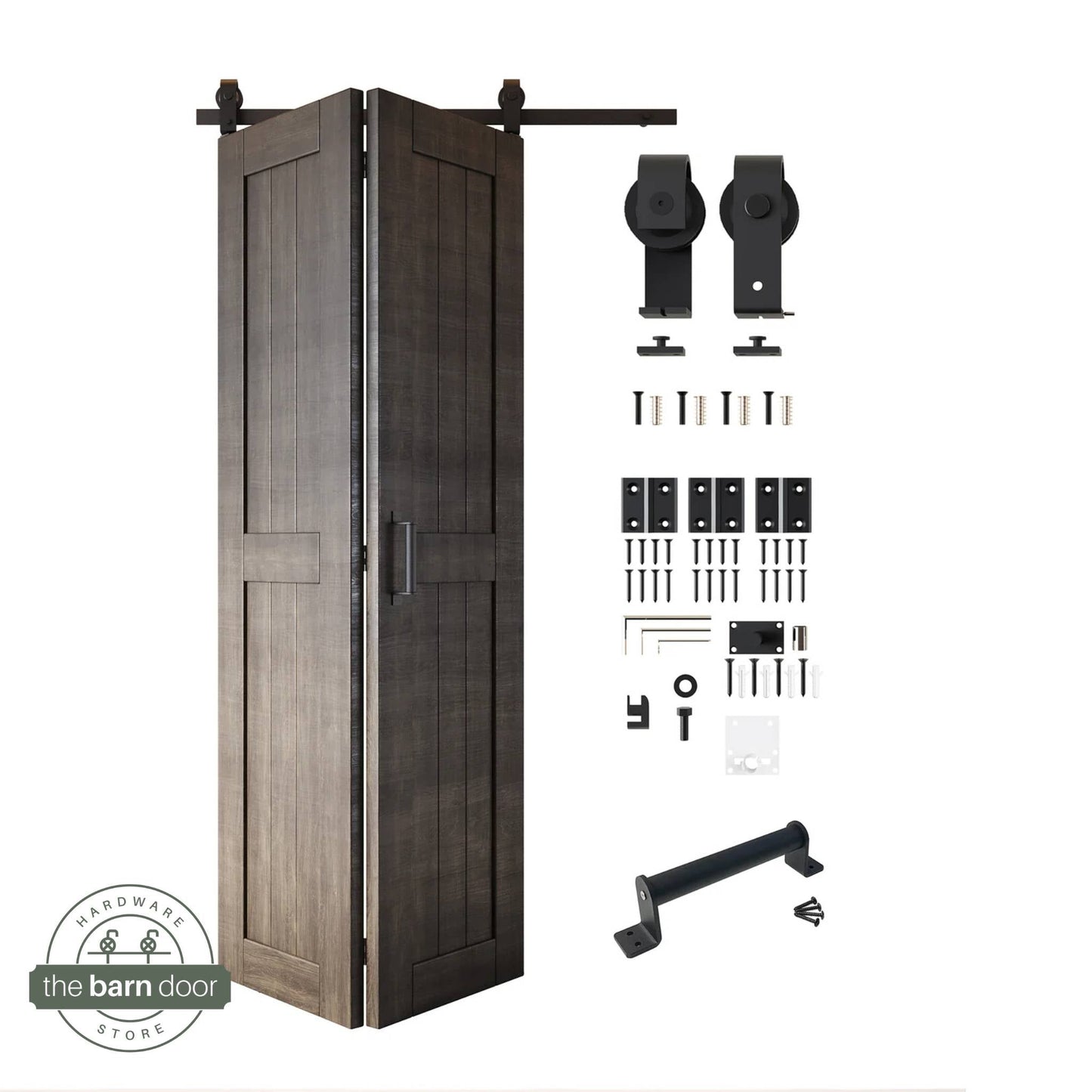 2-Door Bifold Barn Door Kit | Black Hardware