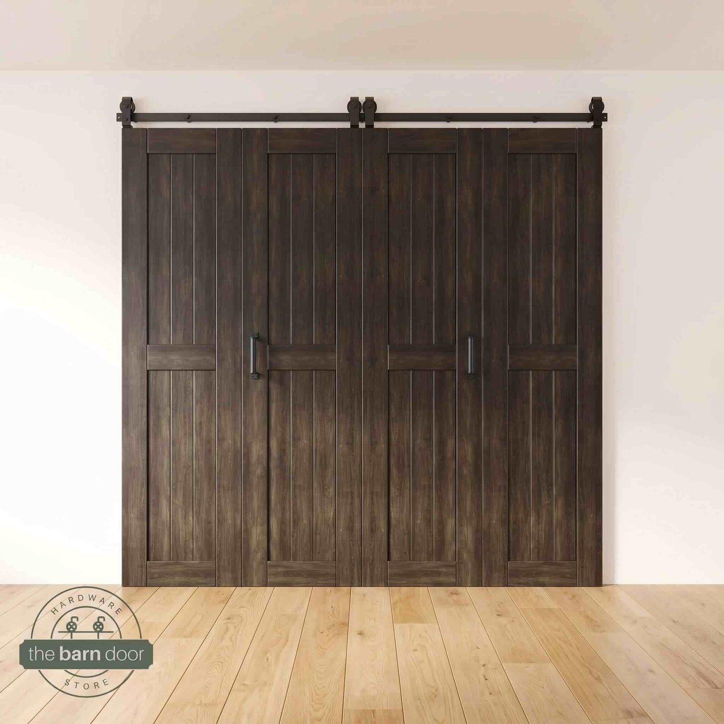 4-Door Bifold Barn Door Kit | Black Hardware