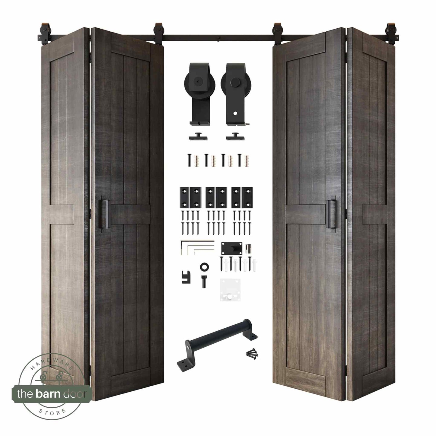4-Door Bifold Barn Door Kit | Black Hardware