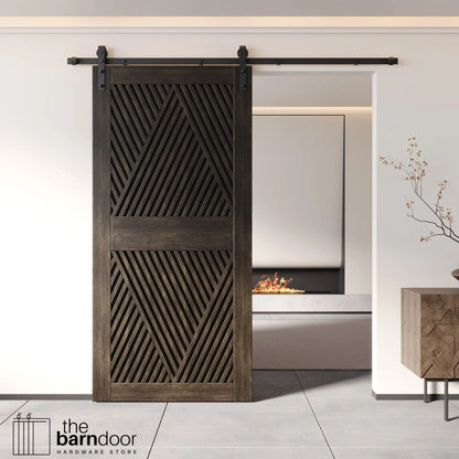 Diamond Pattern Barn Door Kit | Black Hardware