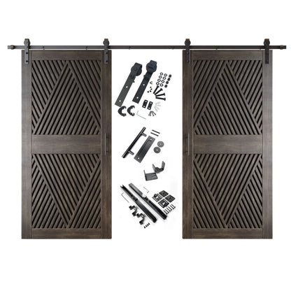Diamond Pattern Double Door Barn Door Kit | Black Barn Door Hardware