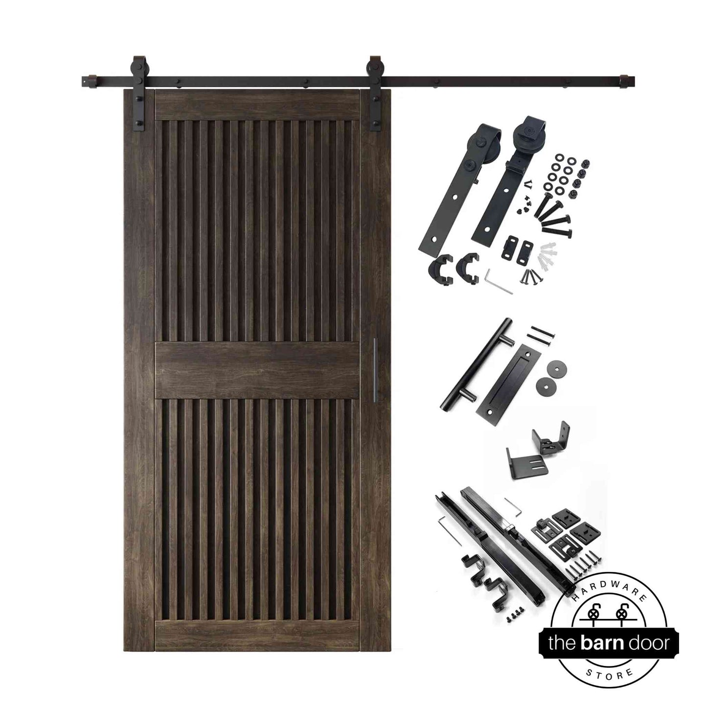 Vertical Slat Barn Door Kit | Black Hardware