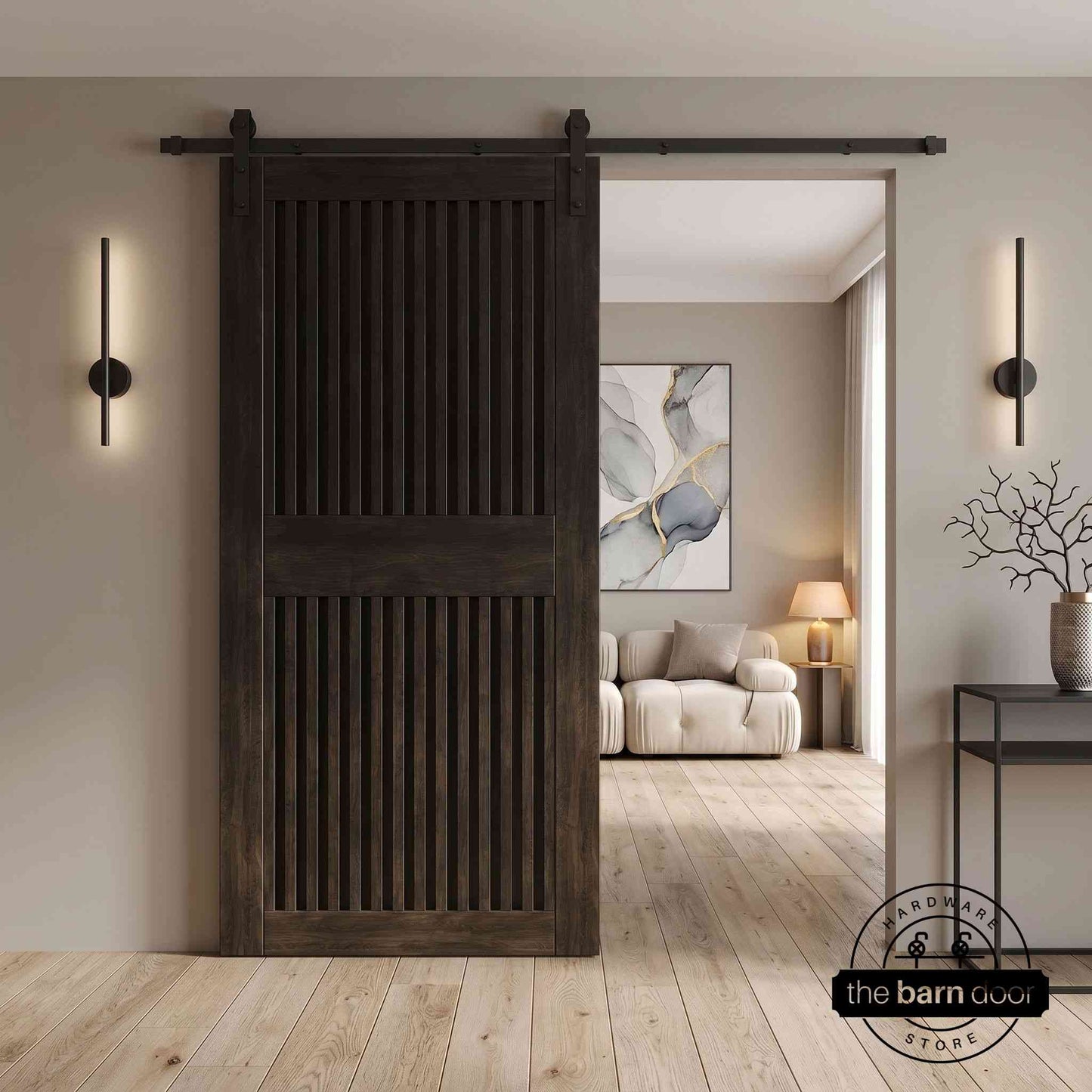 Vertical Slat Barn Door Kit | Black Hardware