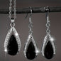 A Stylish And Exquisite Set of Black And Red Teardrop Glass Pendant Earrings And Necklace, Perfect for Valentine'S Day, Anniversaries, Birthdays, Parties, Weddings, And As Jewelry Gifts.
