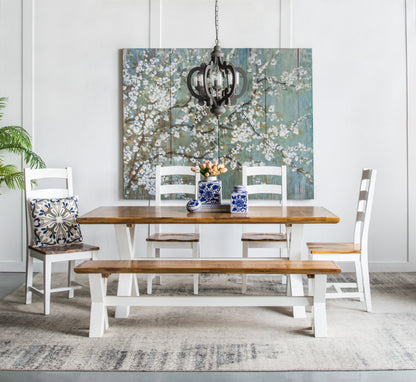 Chandelier Farmhouse 6-Light Wood Pendant Adjustable Chain Dining Room