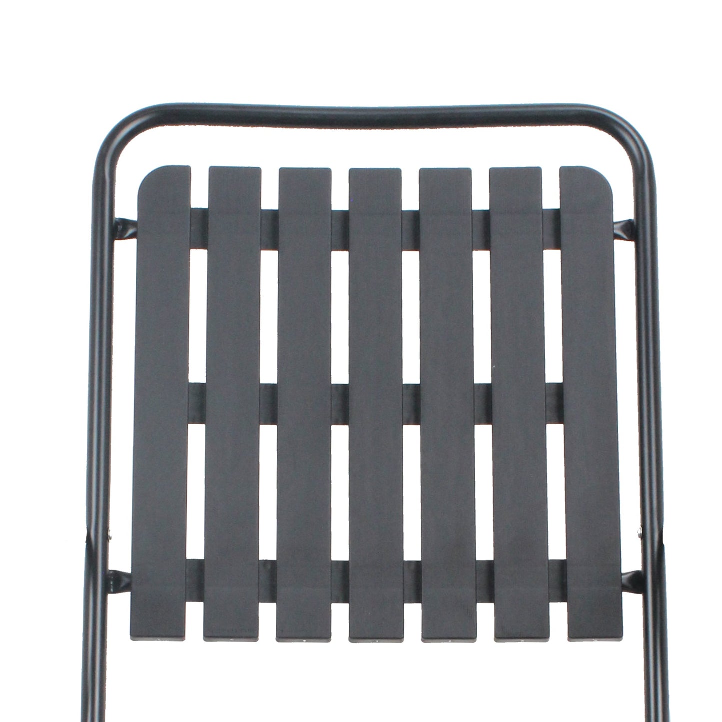Outdoor Patio Set Metal WPC Black 3 Piece Folding Chairs Glass Table 350 LB