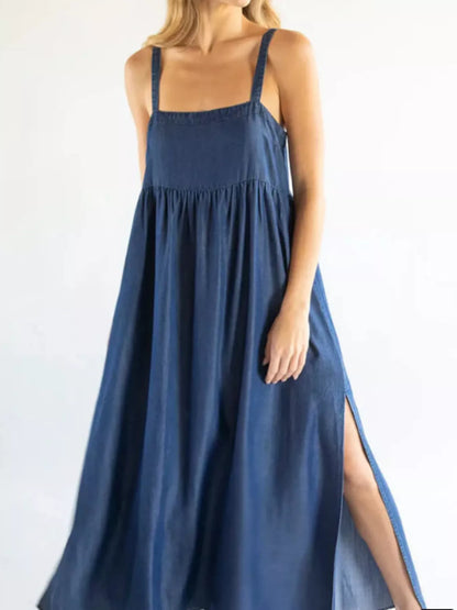 Full Size Square Neck Cami Dress with Side Slit Plus Size