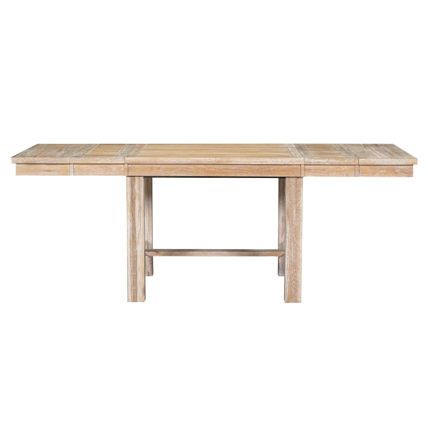 Farmhouse 82inch 6-Piece Extendable Dining Table with Footrest, 4 Upholstered