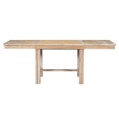 Farmhouse 82inch 6-Piece Extendable Dining Table with Footrest, 4 Upholstered