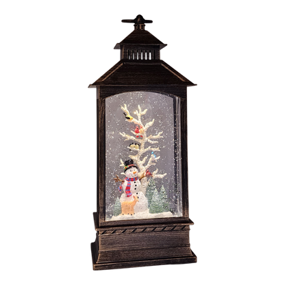 Lighted Spinning Waterglobe Lantern - Frosty and Friends