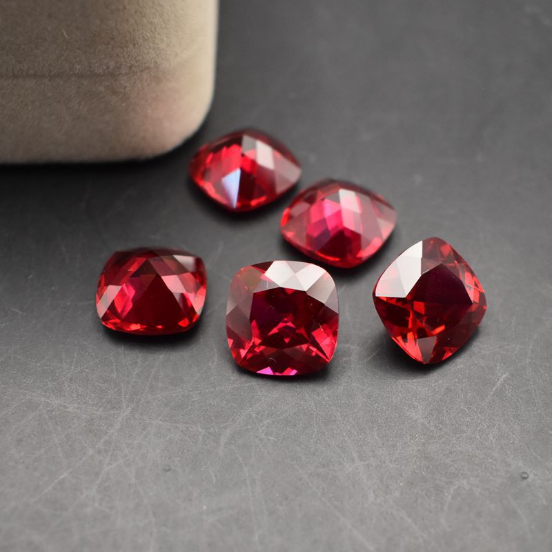 Square-cut Synthetic Ruby Gemstone