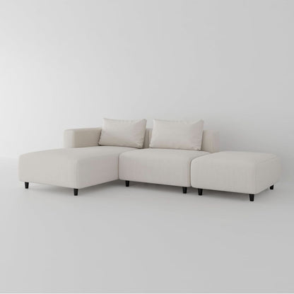 Soft Corduroy Sectional Sofa Set L Shaped Cream Modular