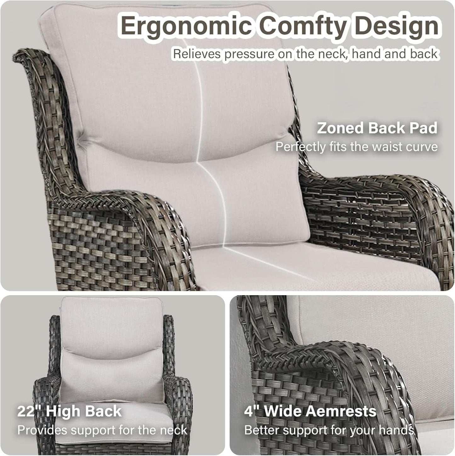 Swivel Rocker Patio Chairs Set with Cozy Coffee Table