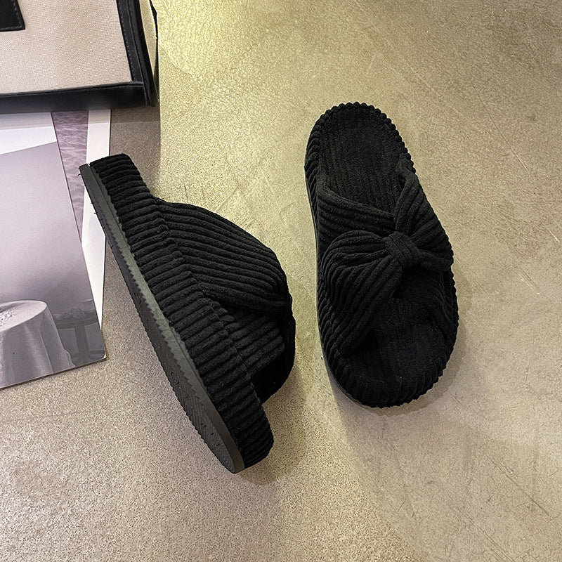 Womens Cross-strap Flat Slide Sandals