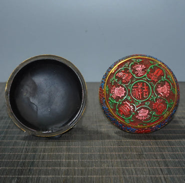 Handmade Painted Lacquerware Flower Box – Vintage-Inspired Chinese Storage