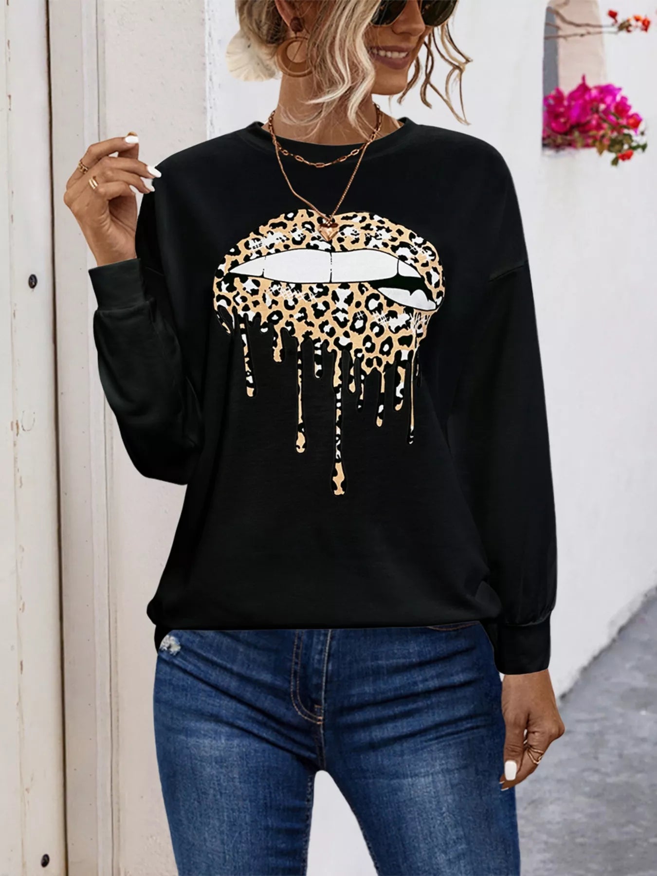Graphic Round Neck Dropped Shoulder T-Shirt