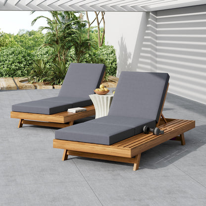 Chaise Lounge Acacia Wood Teak 79" 4 Position Adjustable