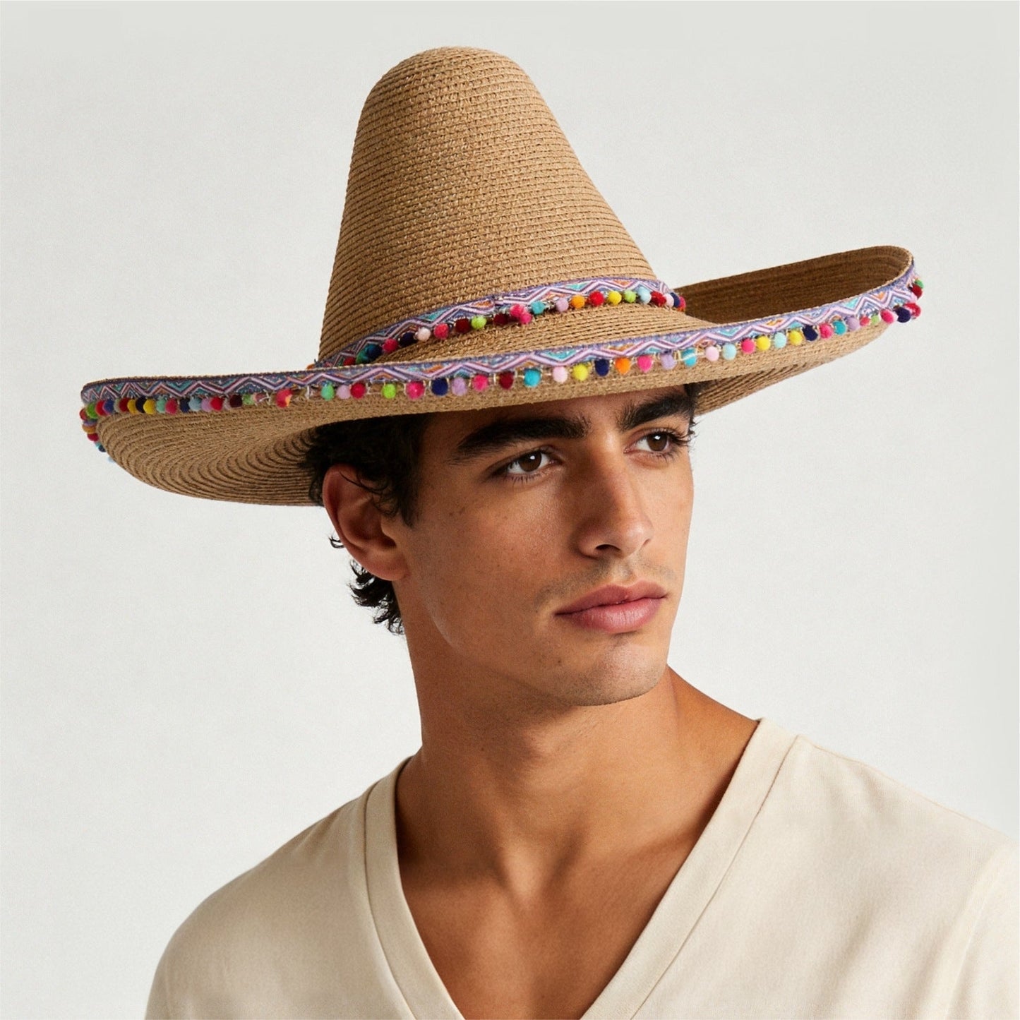 Panama Cowboy Hat, Rider Hat, Beach Brazilian Sun Hat, Men's Straw Hat, Wide Brim UV Protection Hat For Cross-border Amazon Sales
