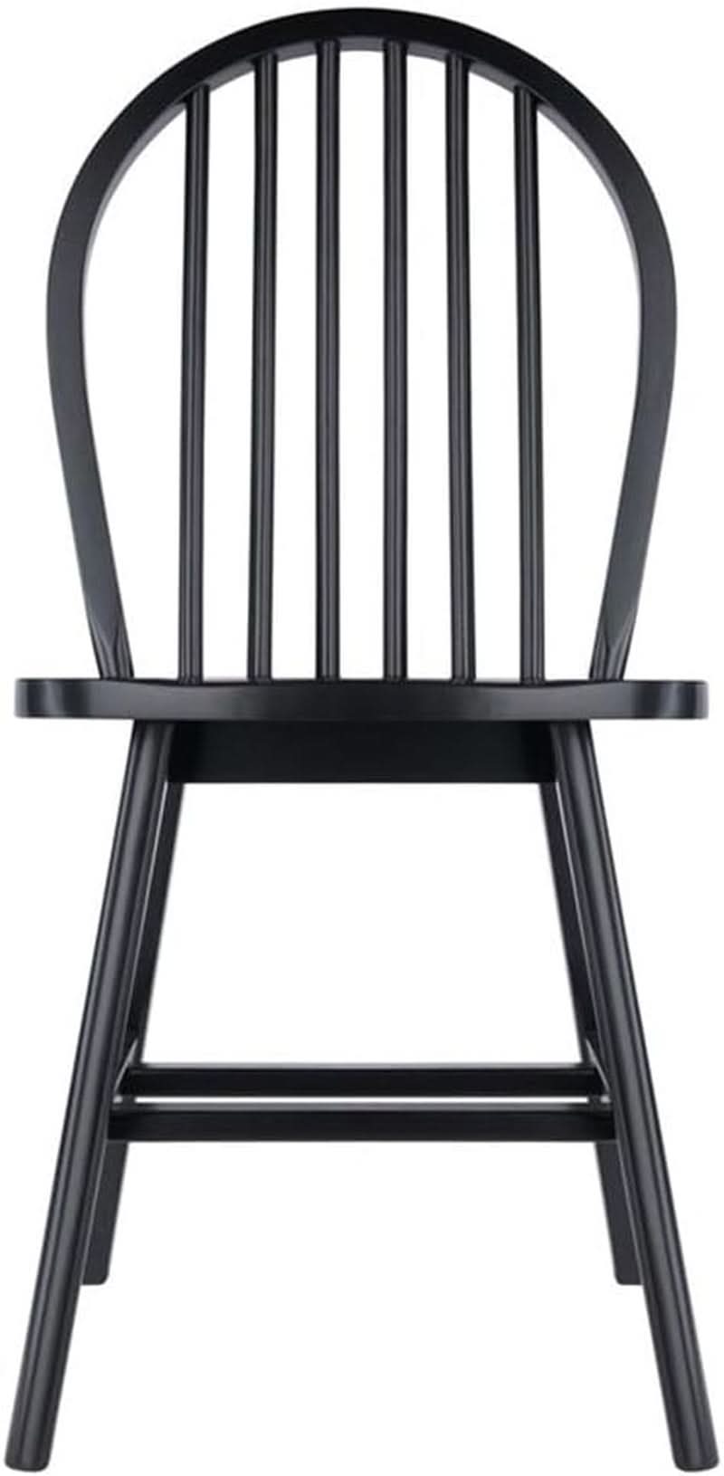 Windsor Dining Chair Set Solid Wood Black Finish 2 Pack