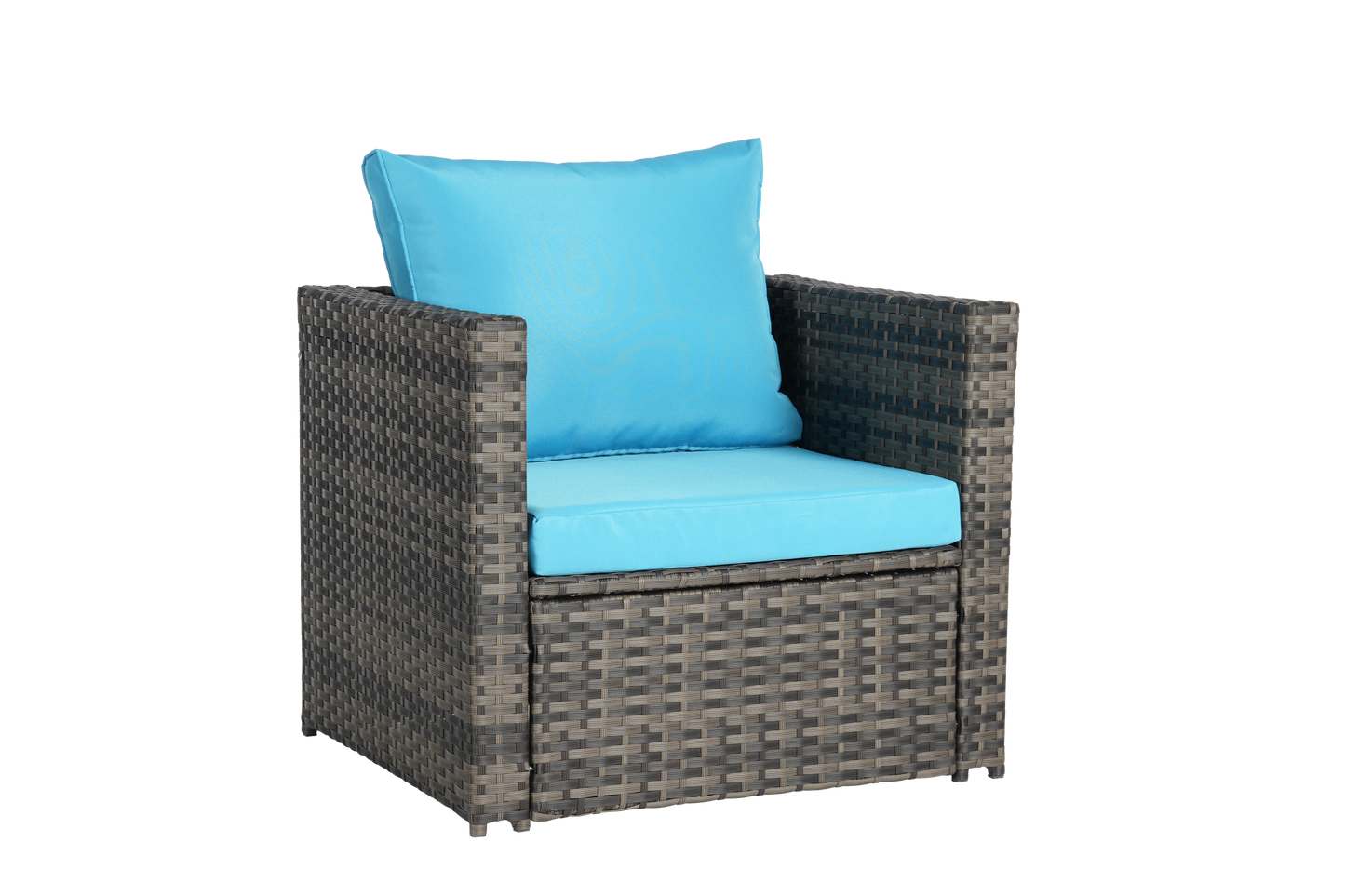 Outdoor Patio Rattan Wicker Set 2 Seat Light Blue