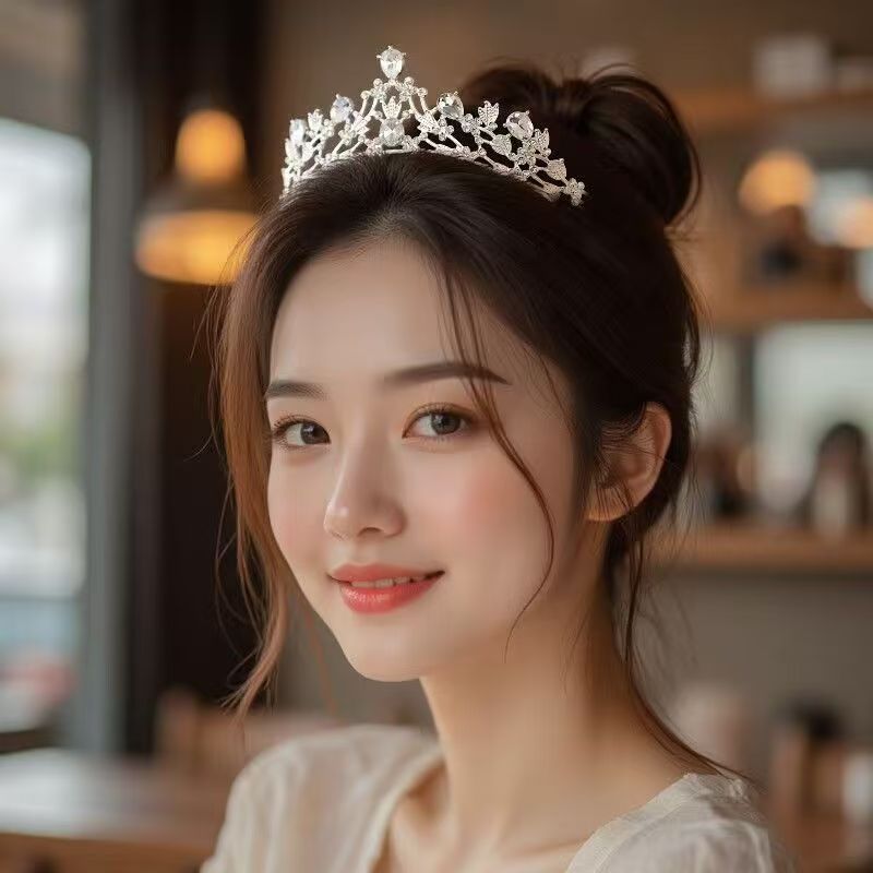 Rhinestone Bridal Crown Headband Flower Diamond High-End Headpiece