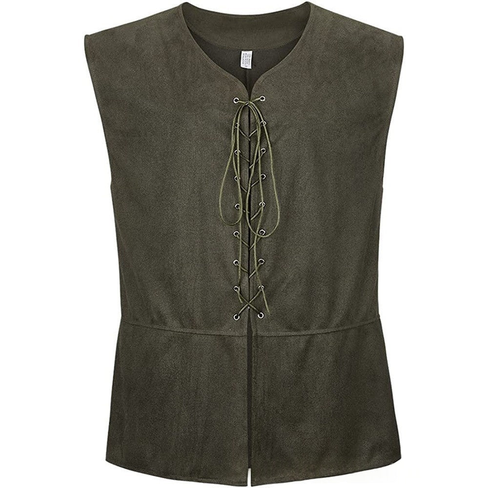 Retro Steampunk Vest Mens Lace-Up Waistcoat