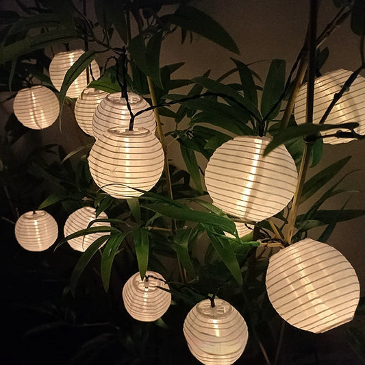 Solar Fabric Lighting Chain Colorful Lantern Decoration on String
