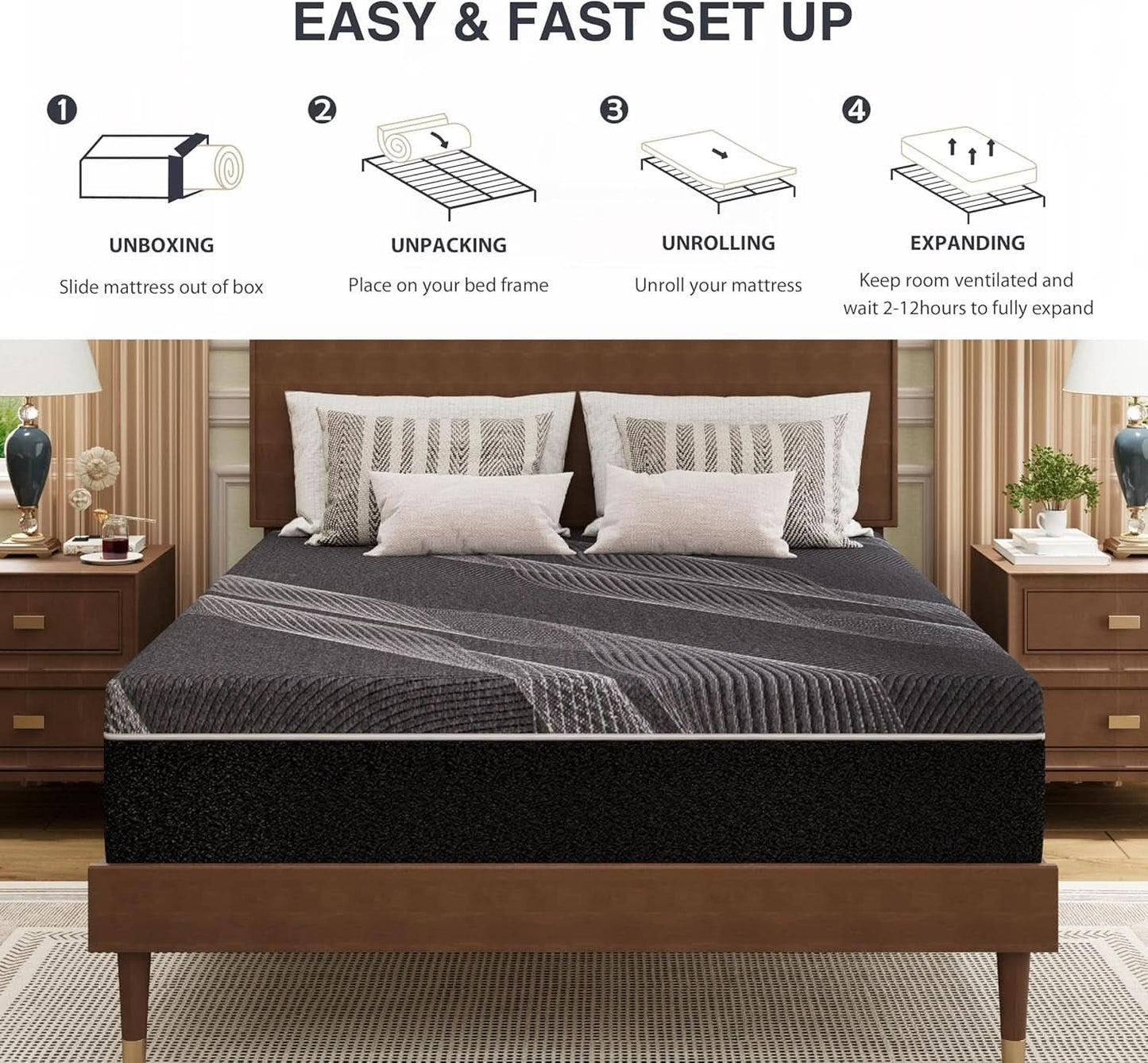 Queen Size Gel Memory Foam Mattress Certipur Certified