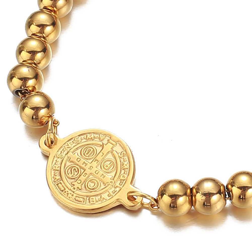 Stainless Steel Religious Series Beaded Bracelet