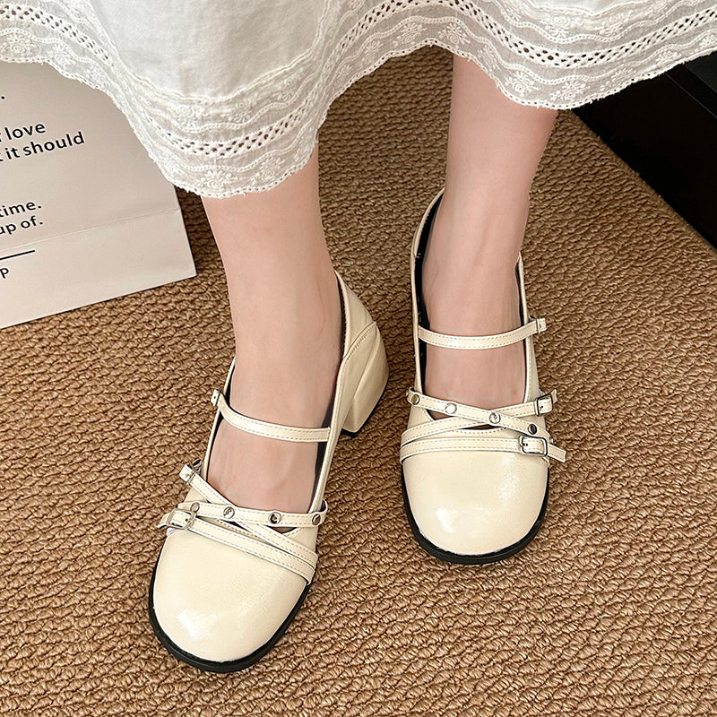 Retro French Style High Rise Shallow Mouth Single Shoe For Women In Spring 2026 Versatile With Skirt, Soft Soled Ballet Style Shoes