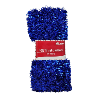 40 Feet Metallic Tinsel Garland - Blue
