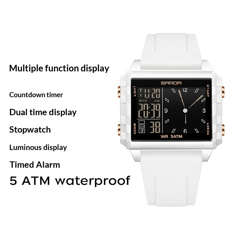 Square Large-dial Sports Watch With Waterproof Electronic Display