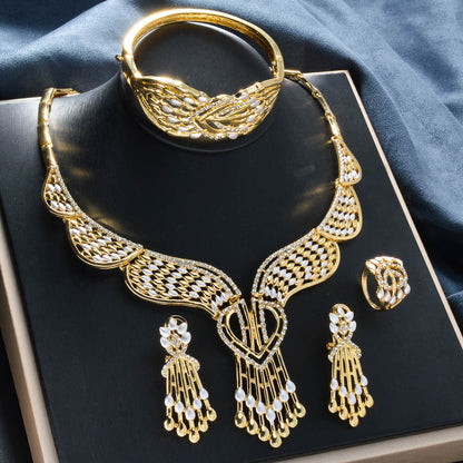Copper Figaro Chain Jewelry Set with Necklace, Bracelet, Ring and Earrings