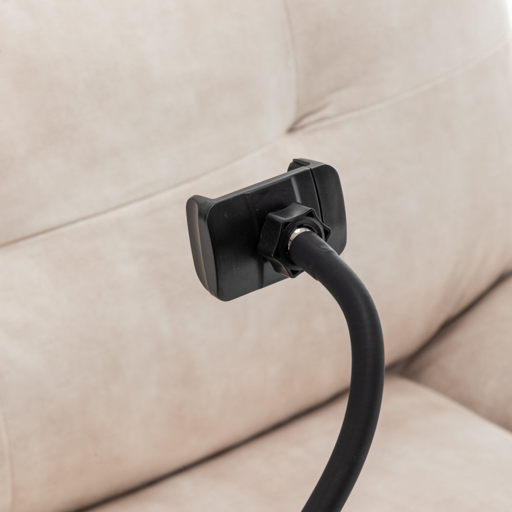 Ivory Gold-Stamped Velvet Recliner – Swivel Glider, 150° Recline & Detachable Phone Holder