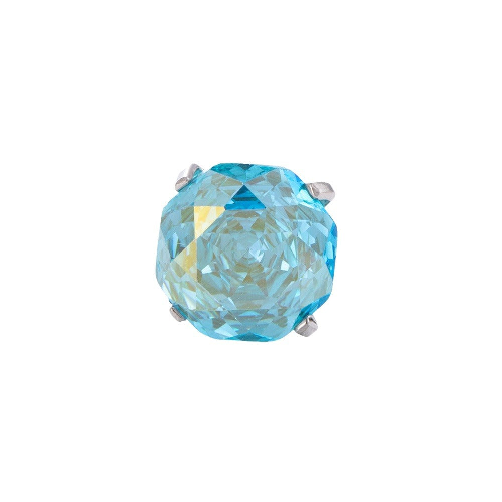 High-end, Brilliantly Reflective Octagonal Millennium Rose-cut Cubic Zirconia Stud Earrings