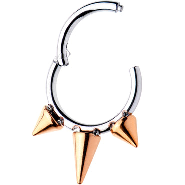 5/16 Rose Gold Tone Punk Spike Hinged Segment Ring Circular Barbell