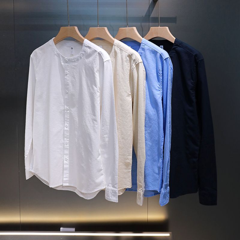 Chinese-style Vintage Mandarin-collar Linen Shirt
