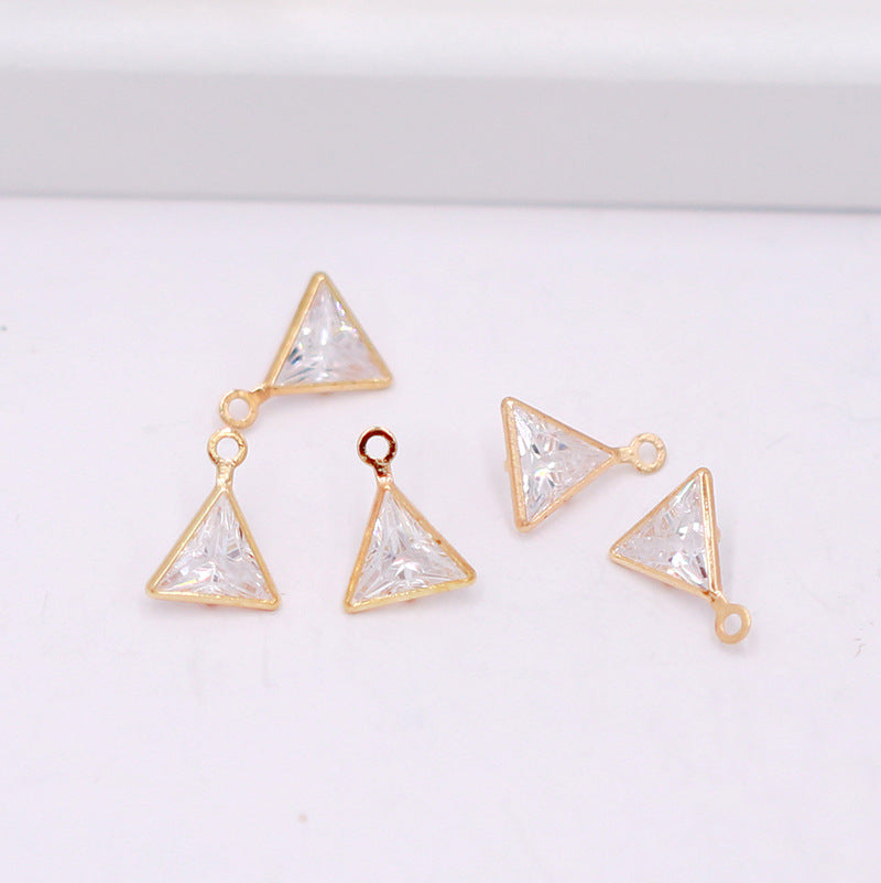 Geometric Zircon Bezel Set Pendant - Gold Plated Color Retention Charm for DIY Earring Jewelry Making Accessories