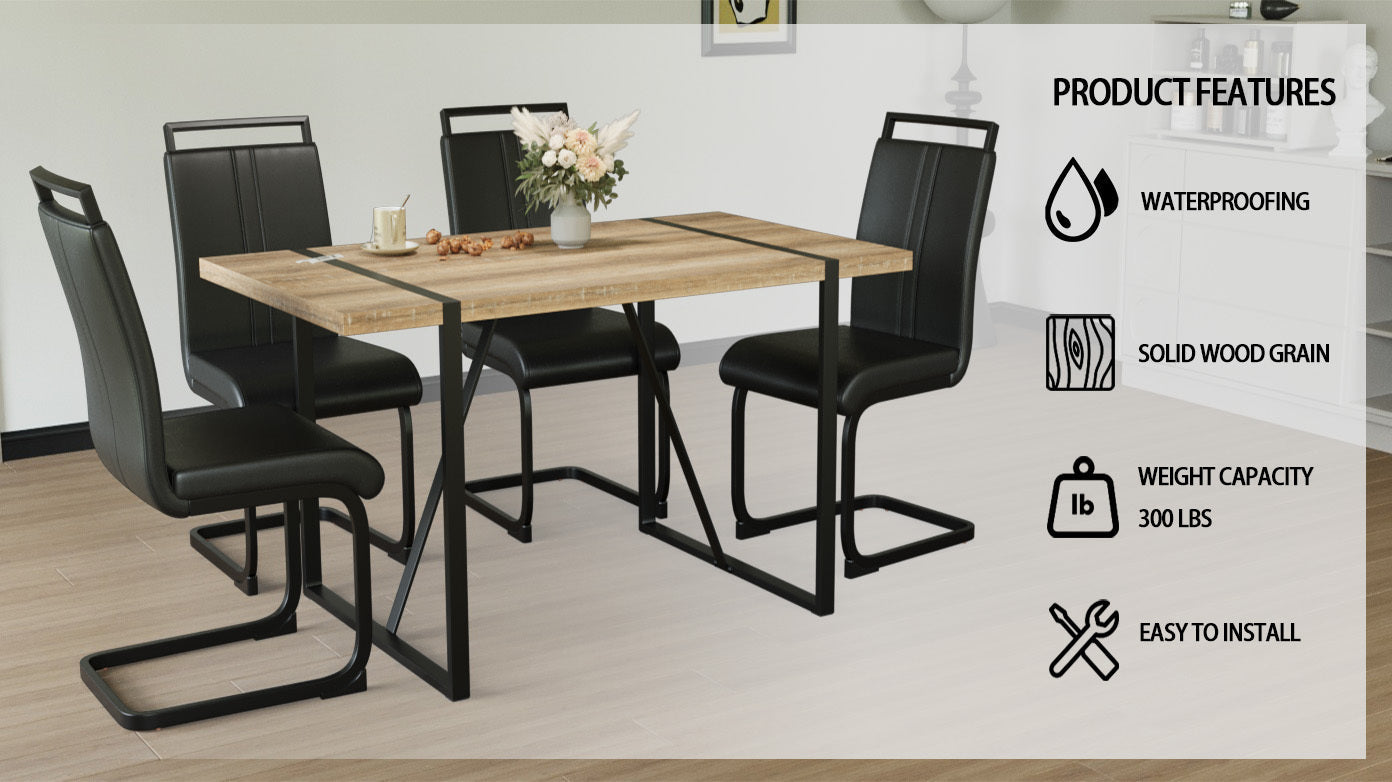 55 ' dining table modern rural industrial rectangular MDF wood set and PU