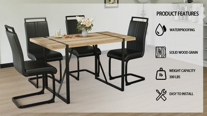 55 ' dining table modern rural industrial rectangular MDF wood set and PU