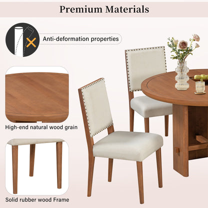 5-Piece Round Dining Table Set for 4, Minimalist Farmhouse Dining Table with 4