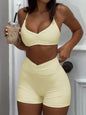 Ruched Sports Bra and High-Waisted Shorts Active Set