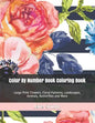 Color By Number Book Coloring Book: Large Print Flowers, Floral Patterns, Landscapes, Animals, Butterflies and More - Paperback