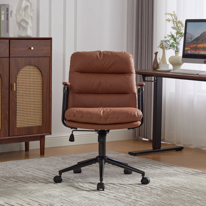 Office Chair,Mid Back Home Office Desk Task Chair with Wheels and Arms Ergono...