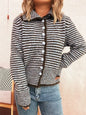 Striped Button-Up Long Sleeve Cardigan
