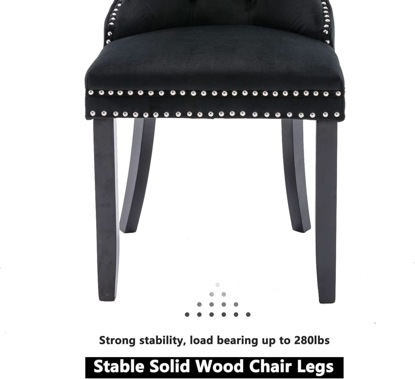 Black Velvet Tufted Dining Chairs With Nailhead Trim