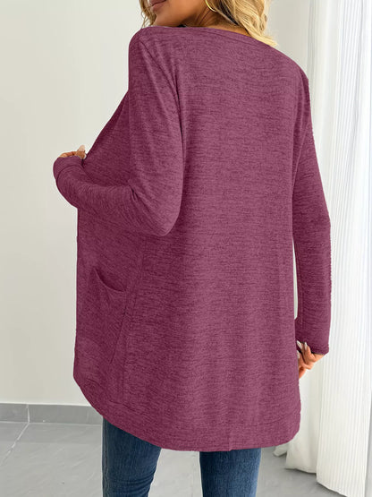 Open Front Longline Cardigan with Side Pockets